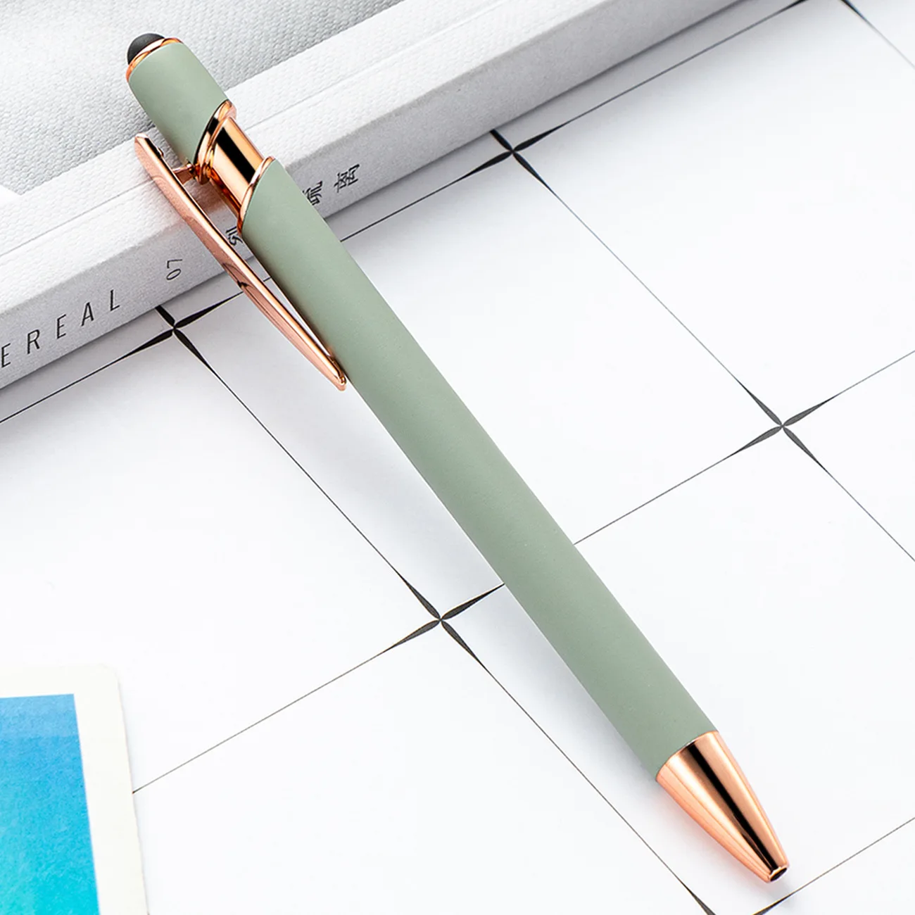 Custom Logo Golden Rose Double-Headed Stylus Ballpoint Pen Simple Shape Bright Colored Metal For Gifts Business Promotions