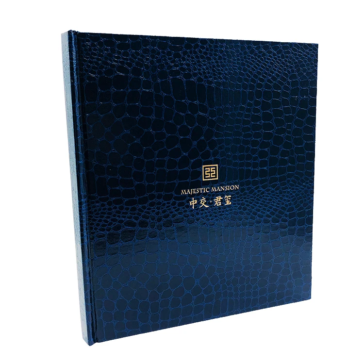High End Glossy Textured Leather Hardcover Book with Customized box