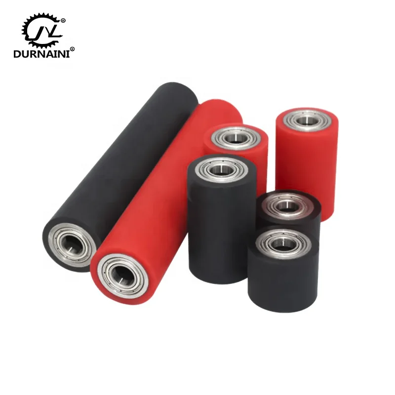 Polyurethane Rubber coated Rollers OEM silicone roller with Bearings Hardness 50-90A Roller for Textile Machinery