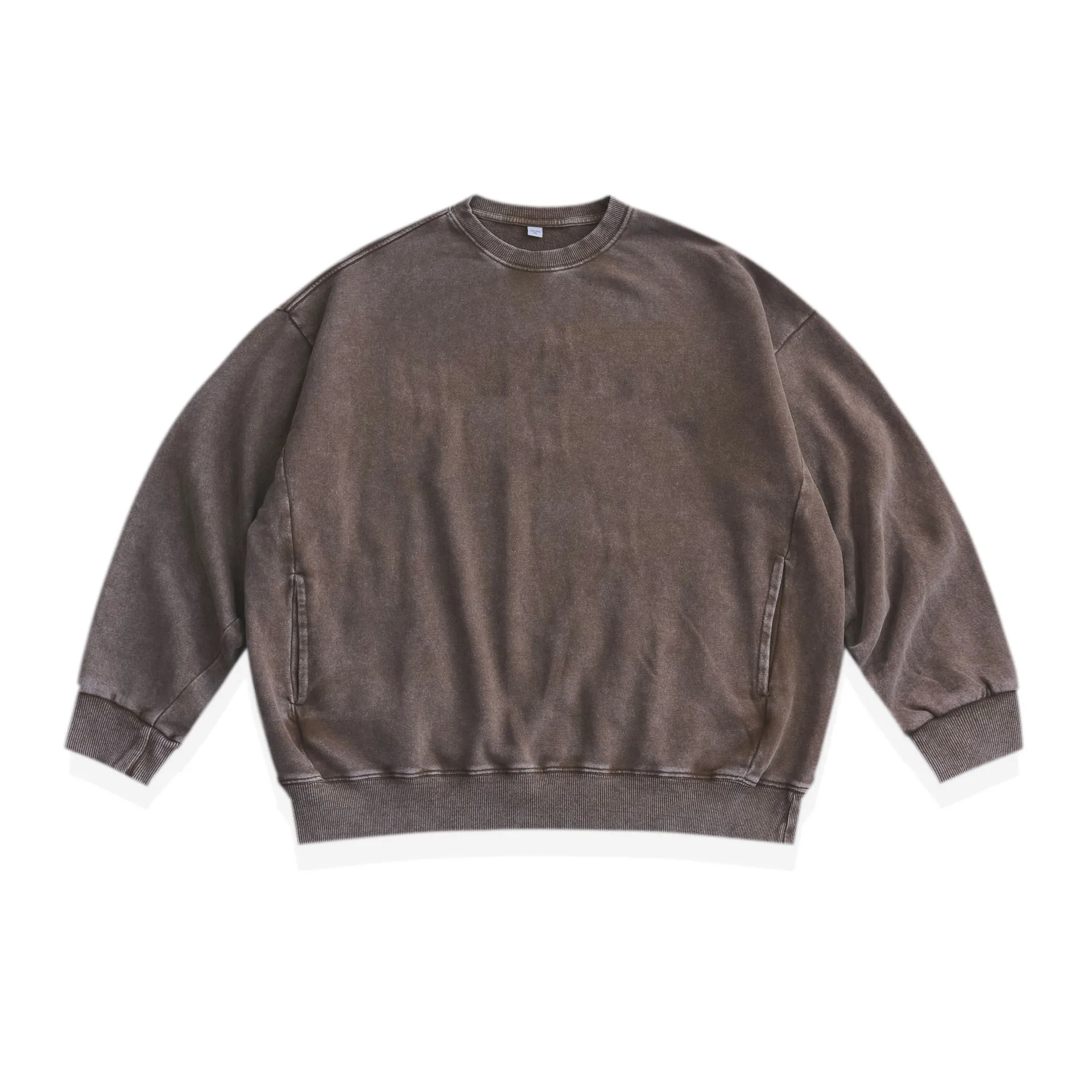 Oversize hip hop boxy fit blank sweater crew neck hoodie premium heavy cotton polyester mock neck crewneck custom sweatshirt men