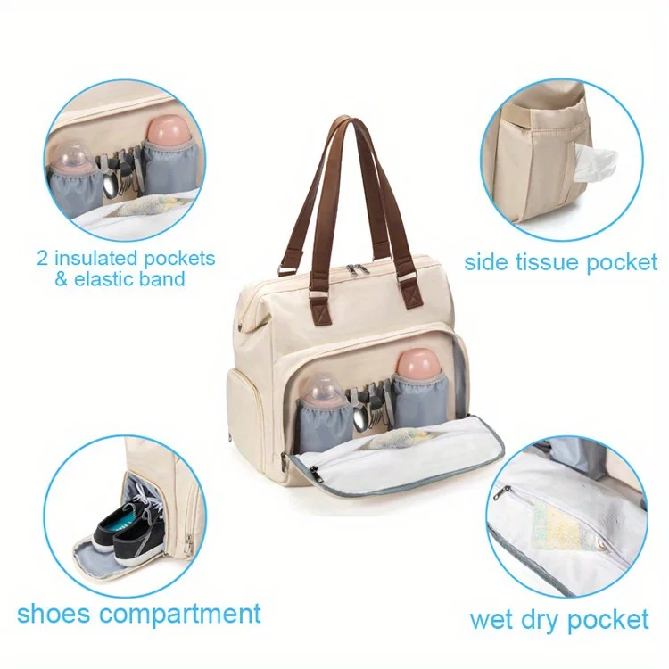 Large Capacity Tote Baby Diaper Bag Mommy Backpack Hospital Weekender Maternity bag newborn baby essential with pacifier case