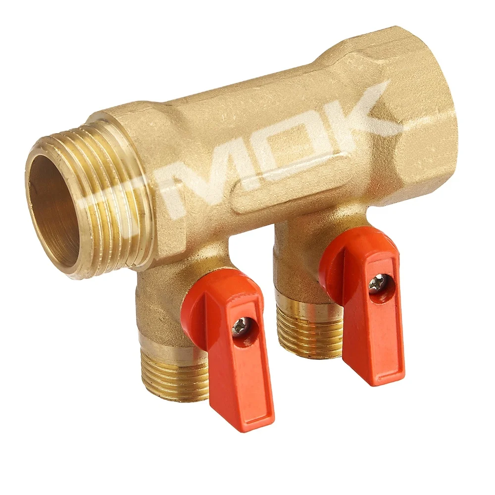 Aluminum handle MLstyle 2 way manifold 5 valve manifold with 3 brass ball valve 1/2 brass water knockout drum
