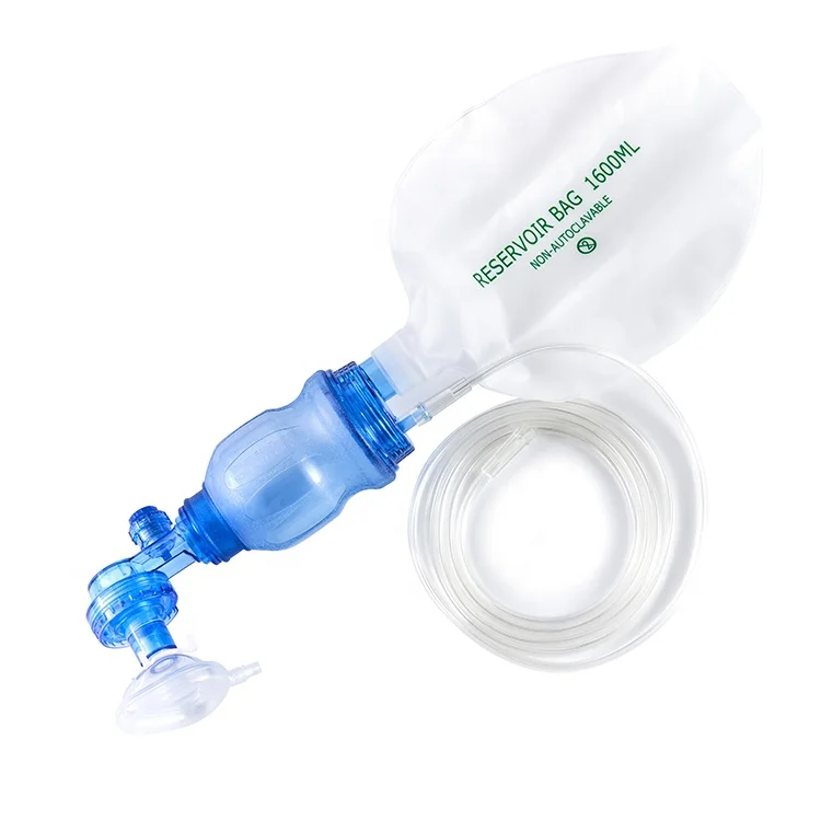 Disposable portable pvc new born adult blue manual ambu bag pulmonary oxygen resuscitator kit bags resuscitation mask color box