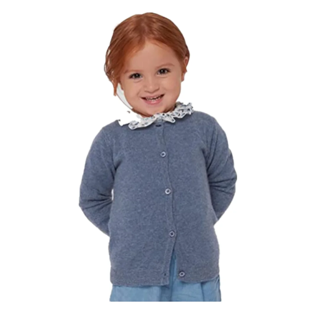 
Baby Girl Soft 100% Cashmere Crew Neck Cardigan 