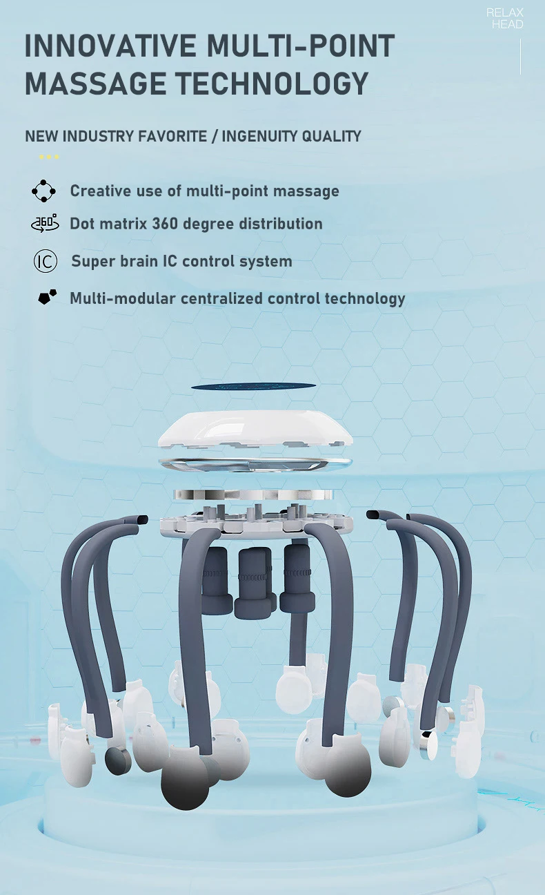 Head Massager electric scalp machine daul  vibrating head massage octopus brush  treatment machine neck massage products