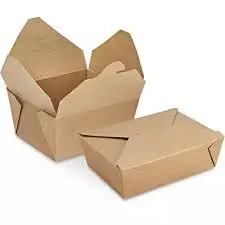 Factory Wholesale Greaseproof Custom Services Portable Fast Food Packaging Box Take Out Boxes Microwaveable Kraft Brown Paper