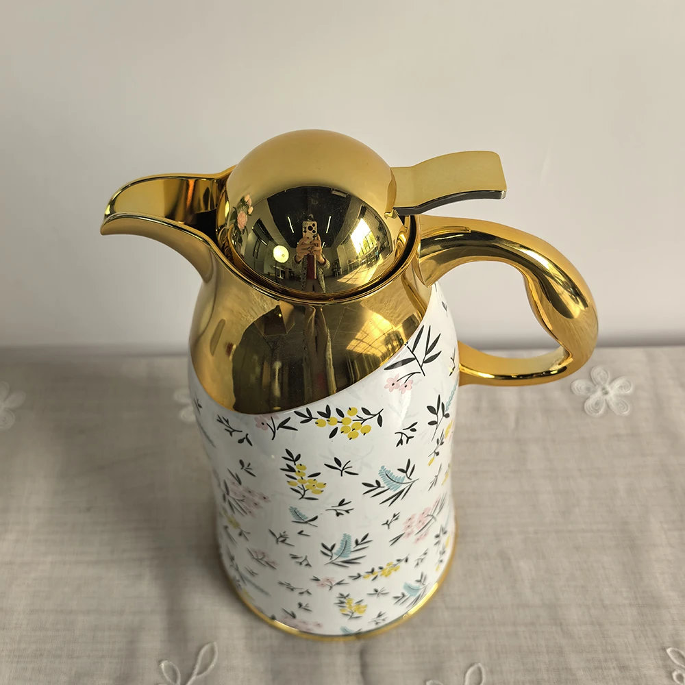 Arabic Style Stainless Steel Double Wall Insulated Water Jug Coffee Pot Thermo Tea Pot with Handle