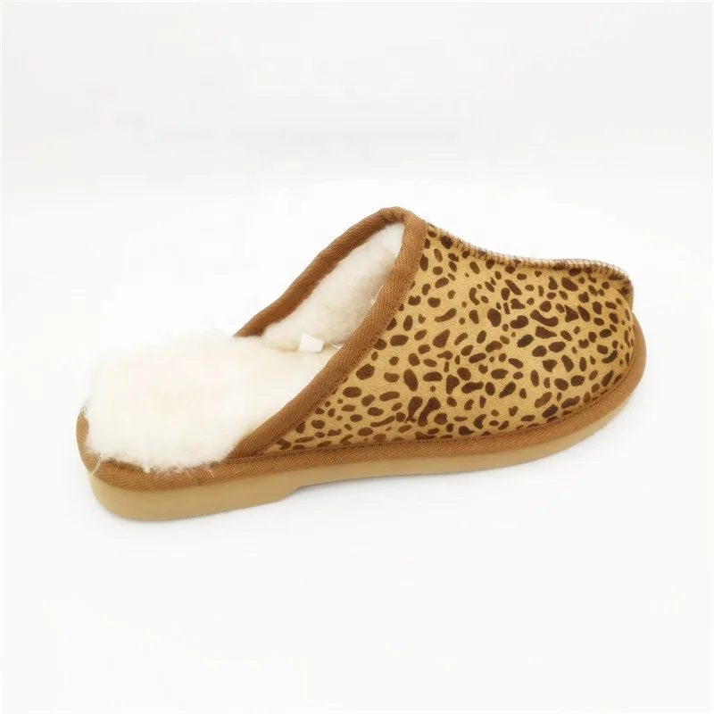 HQS-WS005 wholesale sheepskin moccasin slippers winter Australian sheepskin slippers for girl