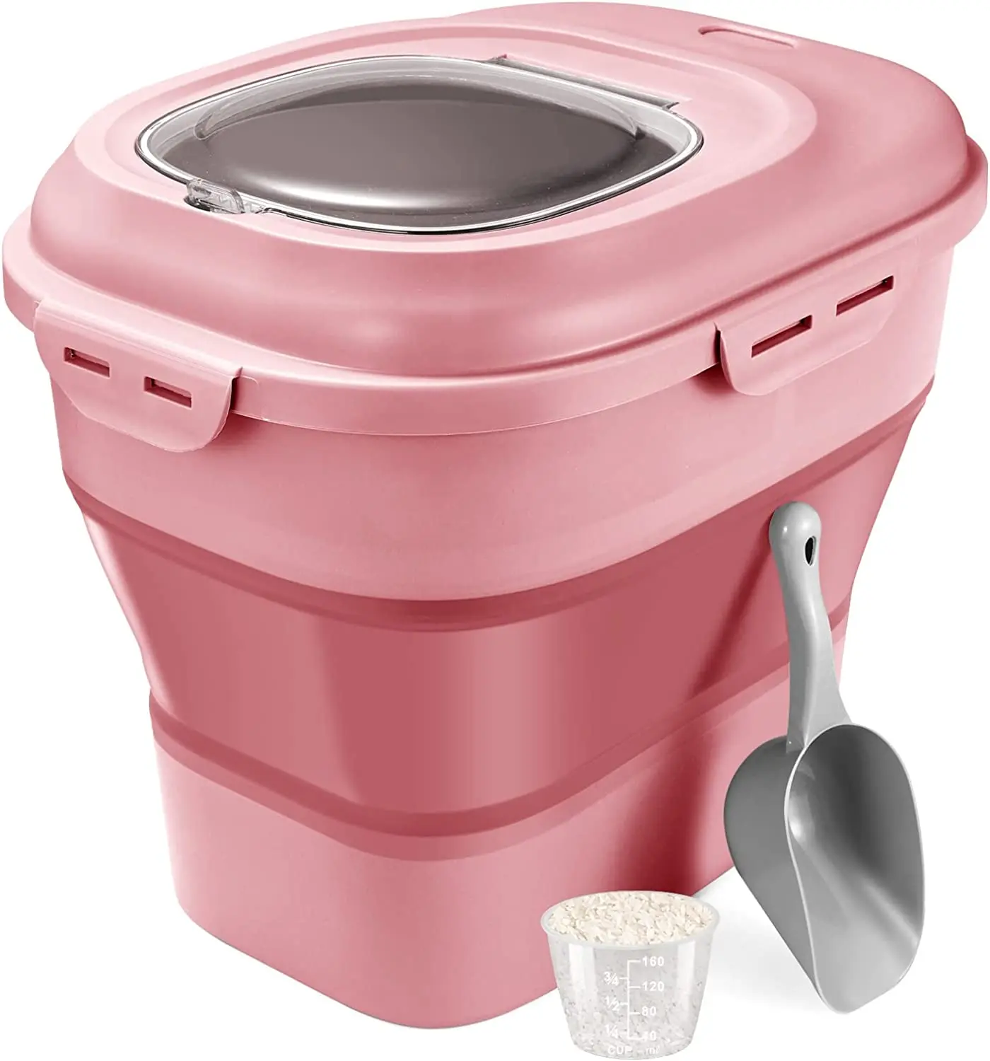 Large Capacity Airtight Foldable Food Container Waterproof BPA-Free Plastic Luxury Pet Dog Food Storage Bin Container