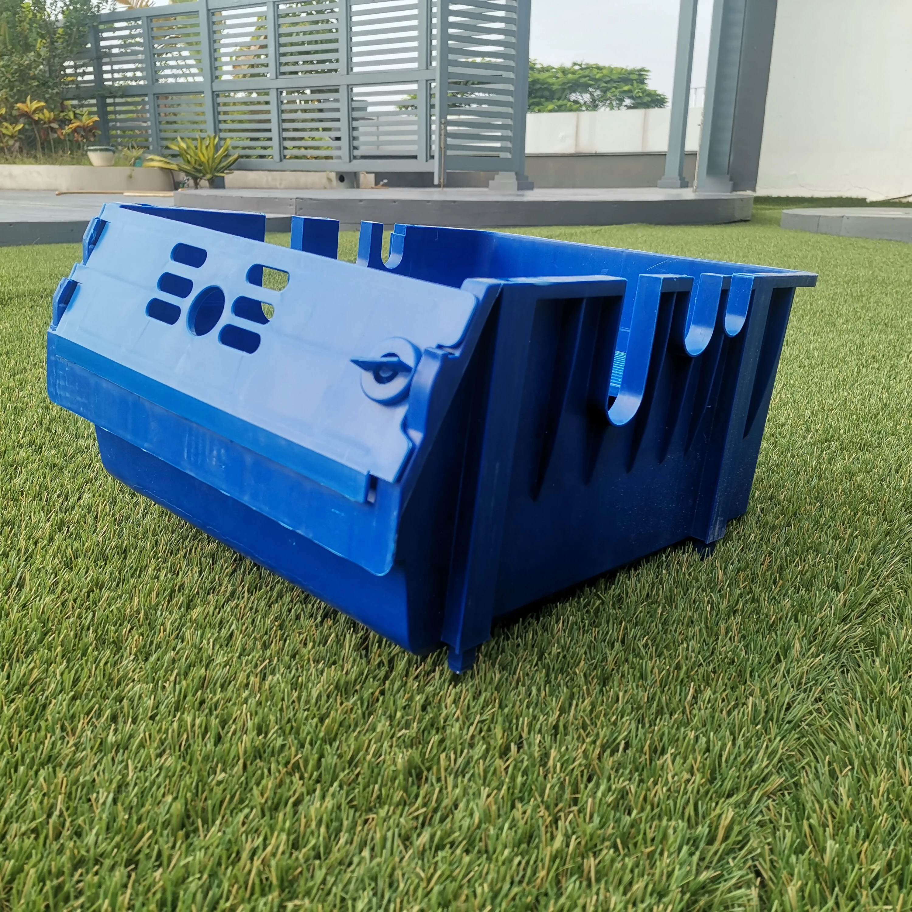 Factory supply seafood plastic crate crab lobster aquaculture folding stackable turnover box with lid plastic farming system box