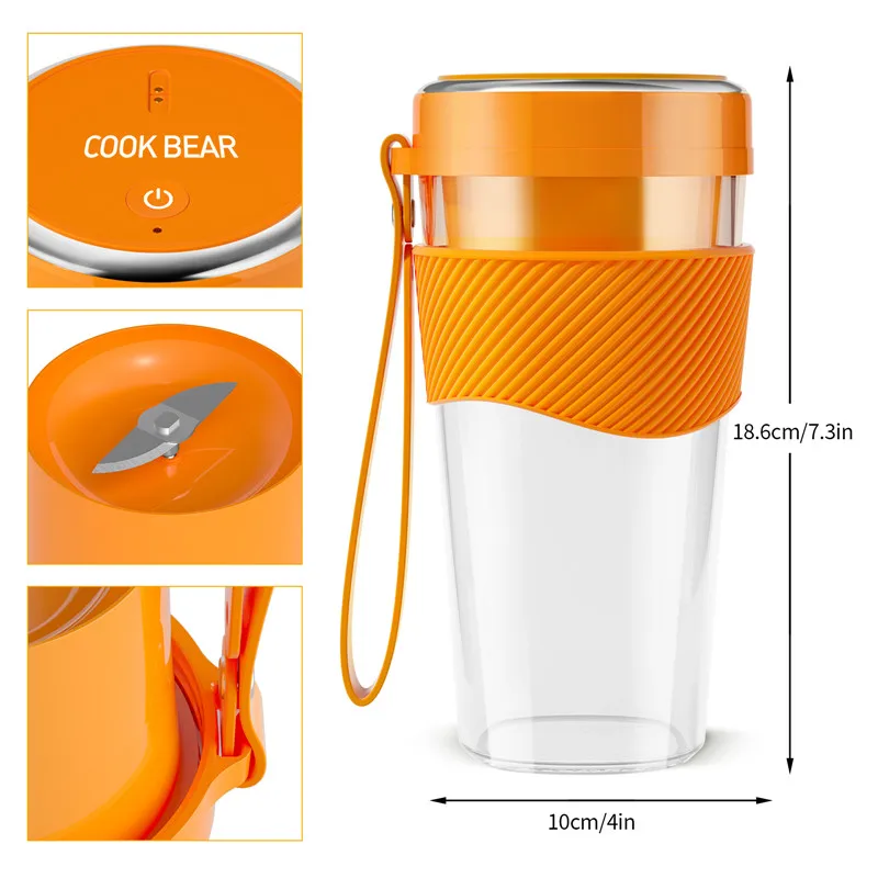 Rechargeable Portable 400ml Automatic Battery Handheld USB Fruit And Vegetables Smoothie Cup Mini Juicer Food