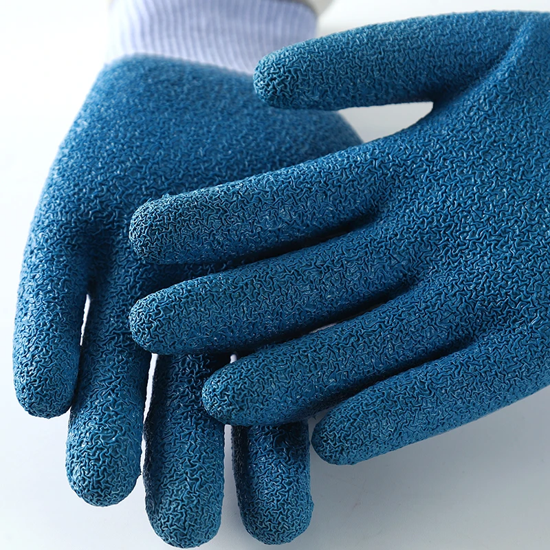 Top Quality Cotton Knitted Gloves Latex Crinkle Hand Gloves With Latex Coated
