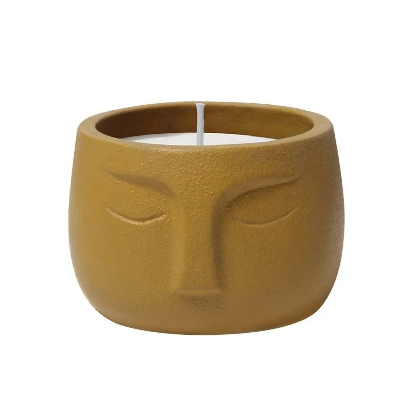 wholesale cement soy other private label matte ceramic face candle holders lanterns unique  stand candle jars
