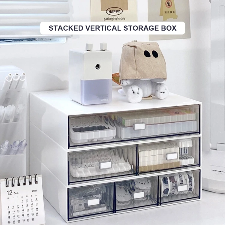 New Design Multipurpose Plastic Acrylic Multilayer Storage Box Home Office Desktop Drawer Type Multi Storage Box