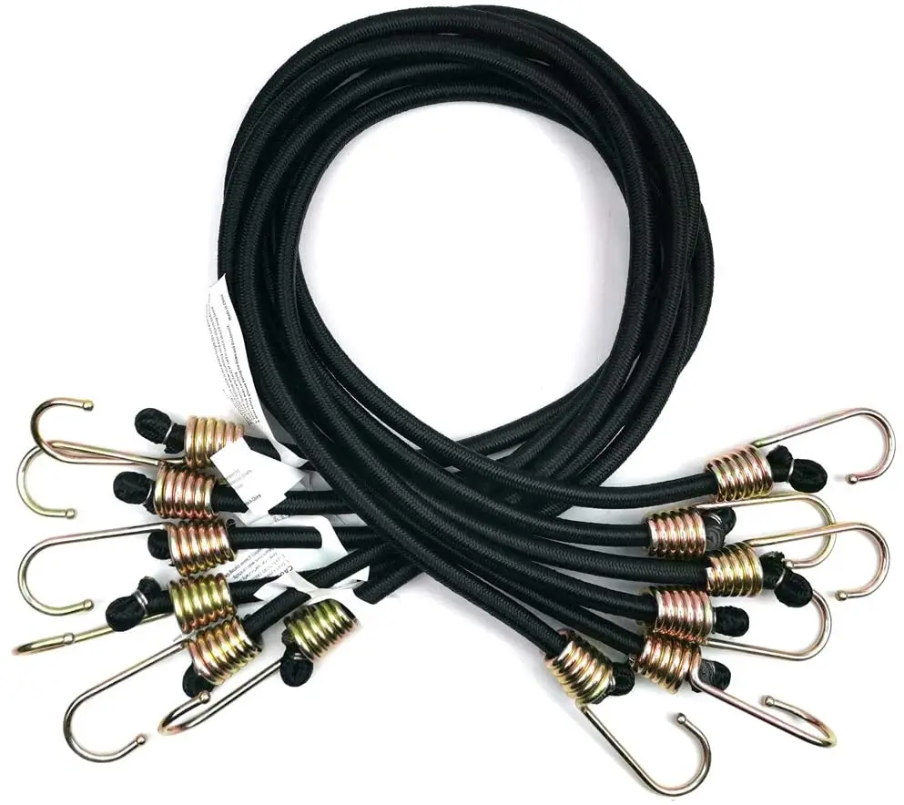 4mm Mini Bungee Cords Heavy-Duty Black Tie Down Straps Rubber for Outdoor Tarp Covers Canvas Canopies Motorcycle and Cargo