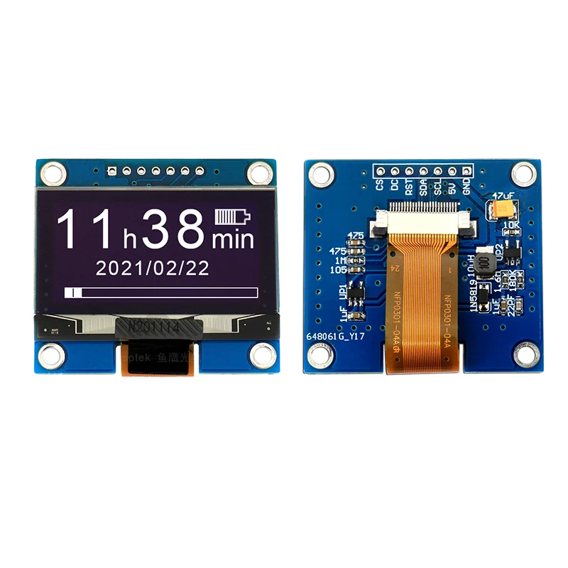 1.54 Inch 128x64 pixel White Color SPD0301oled display screen with 7 Pins pcb oled module