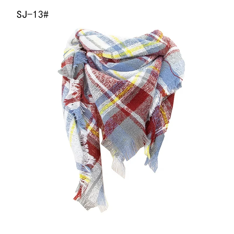 Womens Warm Long Shawl Wraps Large Scarves Knit Cashmere Feel Plaid Triangle Scarf Adult Classic Winter Latest Scarf Designs