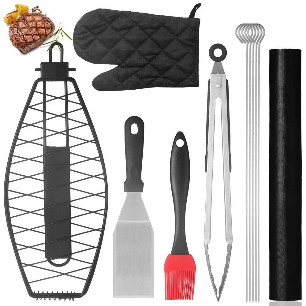 Barbecue Grill Accessories Set stainless steel Camping Grill Tools Set Tongs Skewers Large Set Of BBQ tools