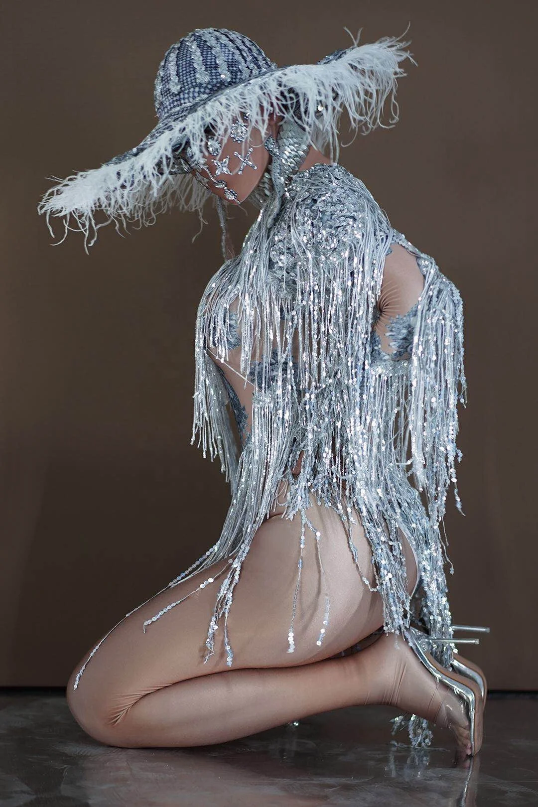 Monos Photoshoot Rhinestone Sequins Fringes One Piece Short Jumpsuit Women Show Club Party Playsuits Stage Dancer Bodysuits