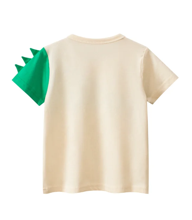 Hot New Unisex Casual Summer Tops Small Cartoon Dinosaur Design Short Sleeve round Neck T-Shirt & Coat for Boys Baby Shirts Tops