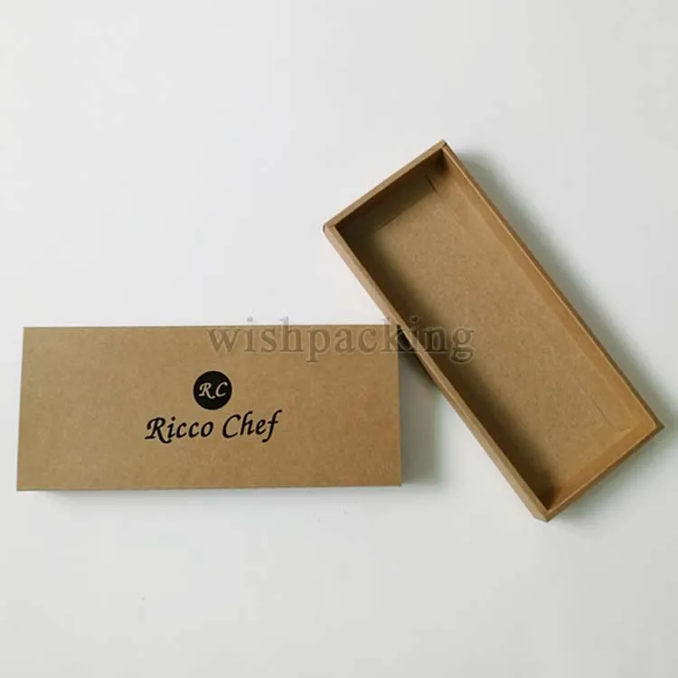 Emballage Eco Friendly Recyclable Material Box Black  Hot Stamping Logo Natural Brown Kraft Paper Box