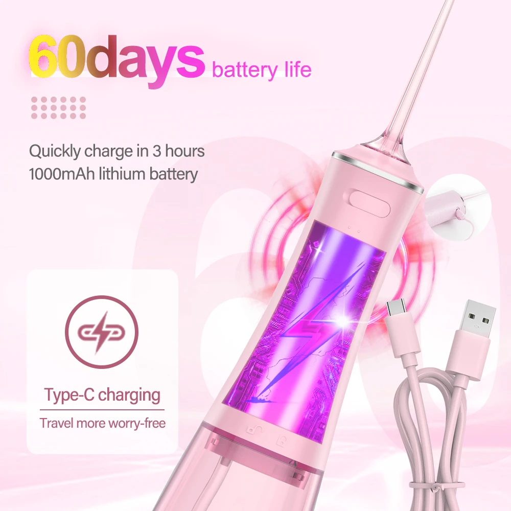 Custom Logo Tooth Cleaner Dental Care Water Pick Flosser Remove Bad Breath Portable Oral Irrigator For Home