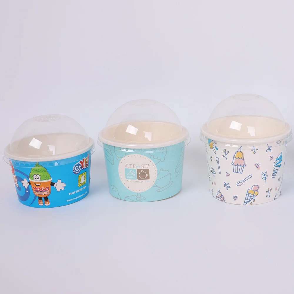 Disposable Ice Cream Container Tubes Paper Packaging Dessert Yogurt Ice Cream Cup With Lids