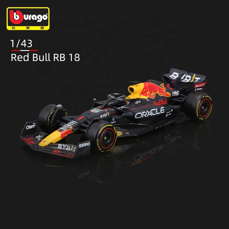 Бураго 1:43 красный бык гоночный тег Heuer RB18 #1 Verstappen #11 Perez литая из сплава Модель автомобиля игрушка коллекционный Чемпион 2022 F1