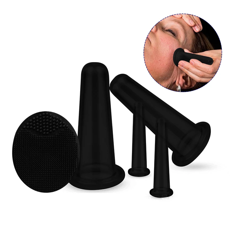 
Home Use Face Cupping Set Facial Set with Silicone Brush Anti-Aging Face Lift Cupping Massage 