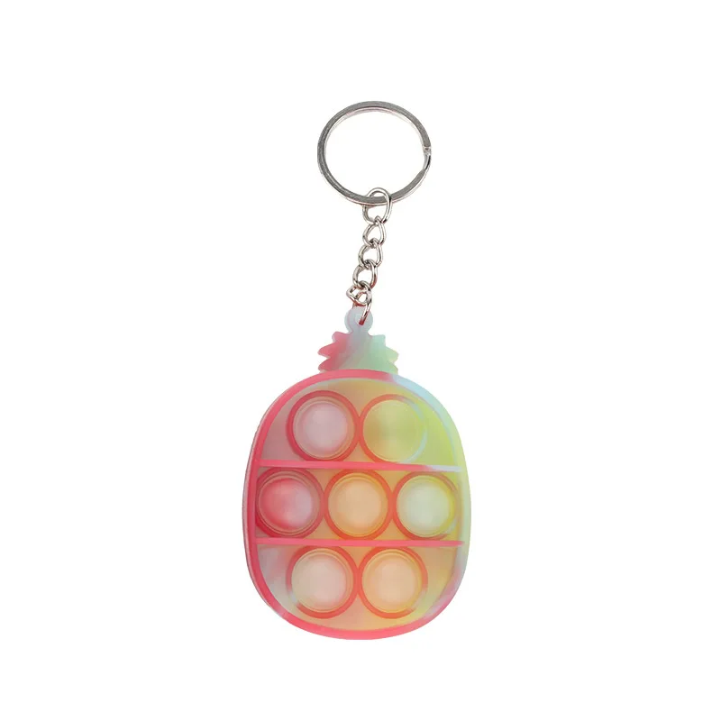 Wholesale Hot Sale Bubble Keychain Silicone Finger Pressure Reducer Toy Keyring Silicone Beads Keychain
