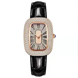 Luxury Fashion Oval Watch 2022 New Design Full Diamond Relojes Quartz Watch For Women