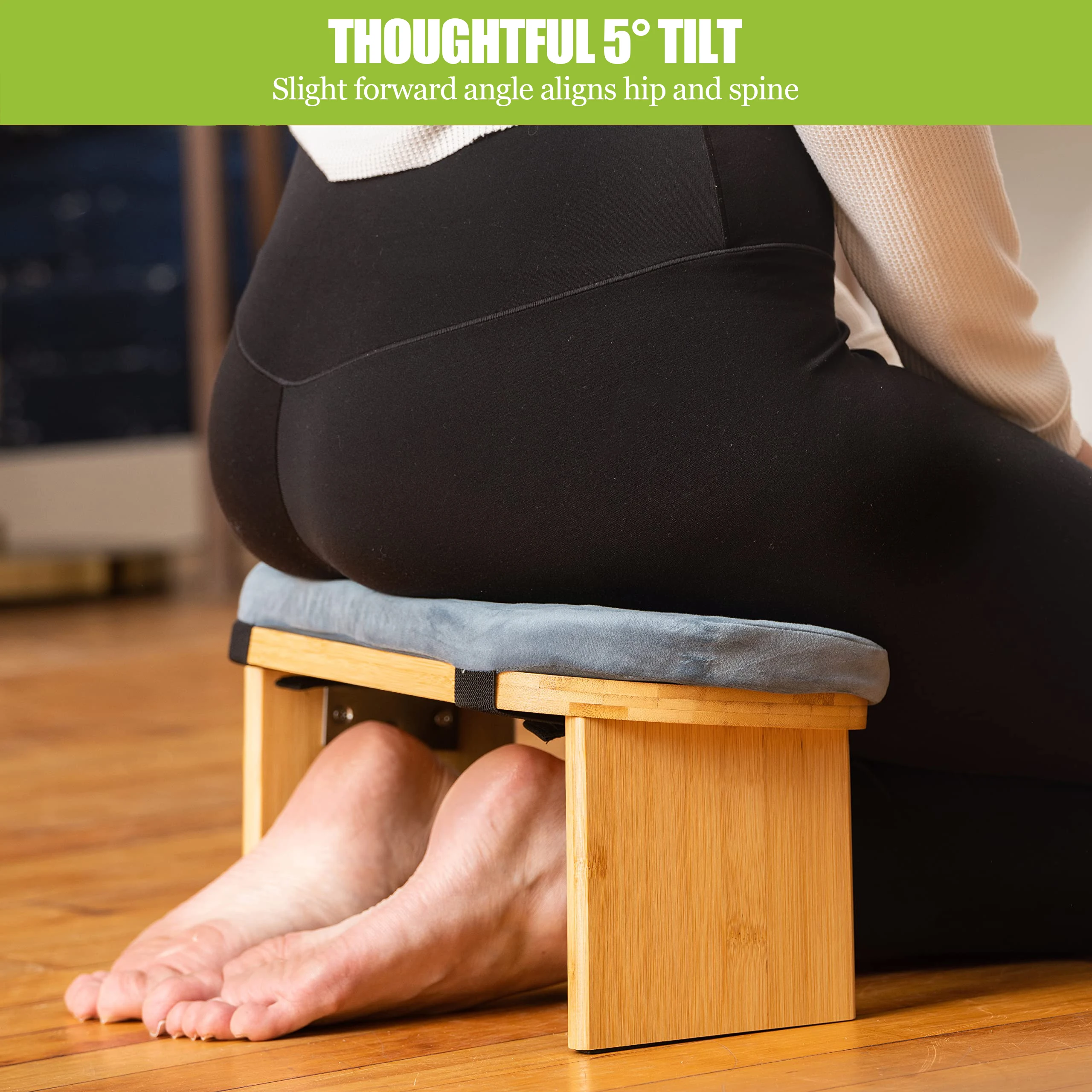 Comfortable Bamboo Meditation Bench Foldable Ergonomic Meditation Stool Sturdy Prayer Bench With Cushion