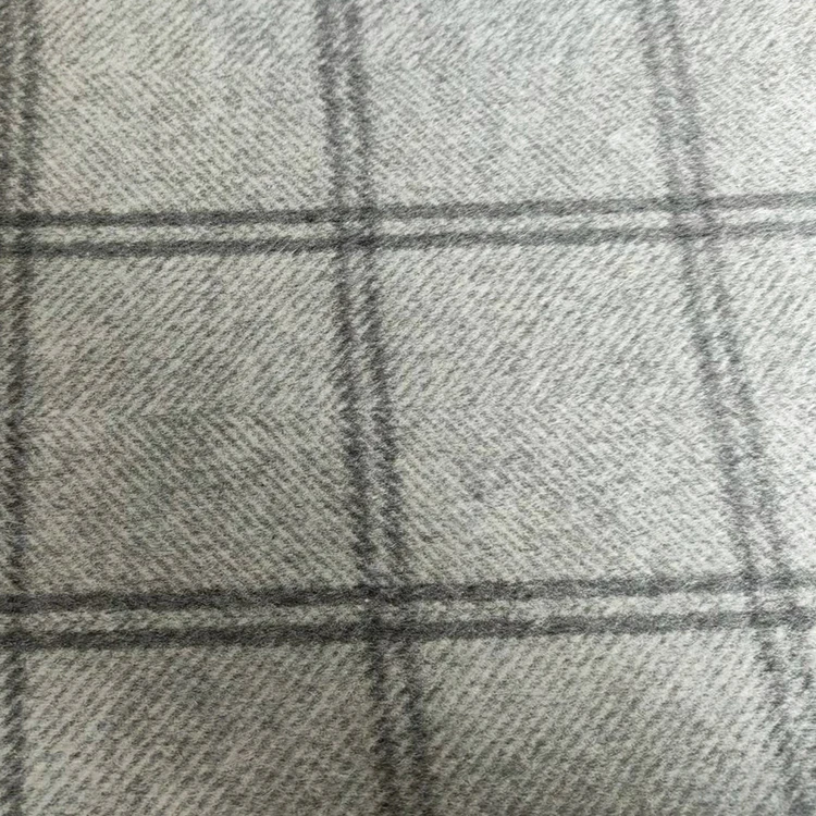 Sell Directly 50% Wool 50% Polyester Grey Plaid Style Fabric