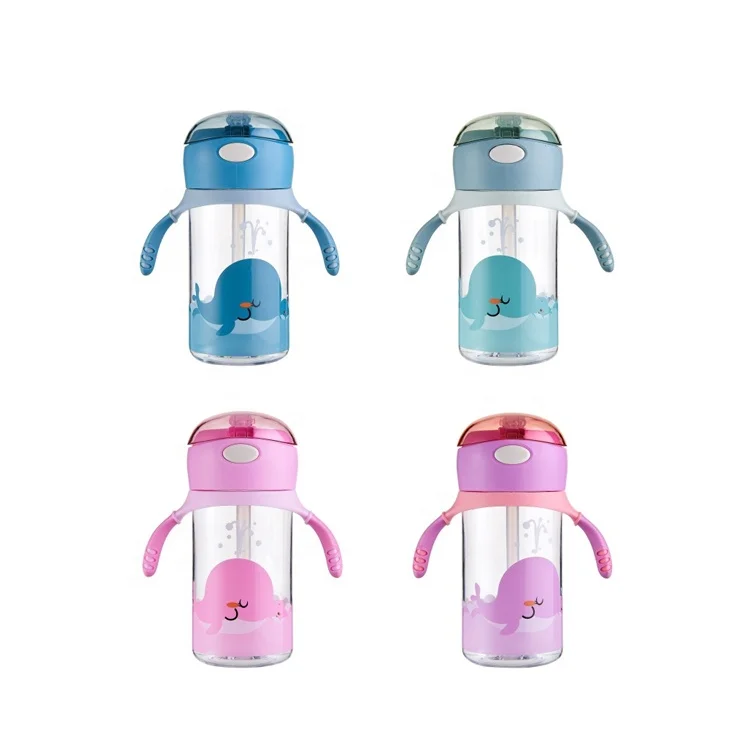 Лидер продаж, детская пластиковая Спортивная прозрачная бутылка для питьевой воды для школы с соломинкой без БФА