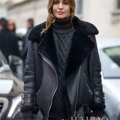 
Casual Jacket Female New European And American Wide Collar Imitation Sheepskin Fur Plush Loose Thicken Jacket Coats 