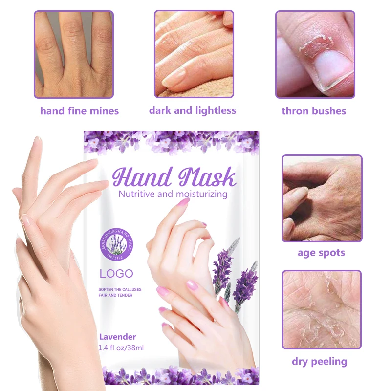 OEM Hand Spa Mask Lavender Gloves Guante Exfoliante Moisture Cream Hand Skin Beauty Care Moisturizing Exfoliating Gel Hand Mask
