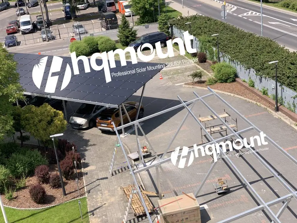 HQ MOUNT new solution PV garages bracket easy drain waterproof solar carport structural aluminium photovoltaic carport