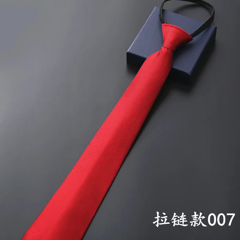 Men Business Formal Zipper Groom Wedding Blue Stripe Korean Style Black Lazy Tie