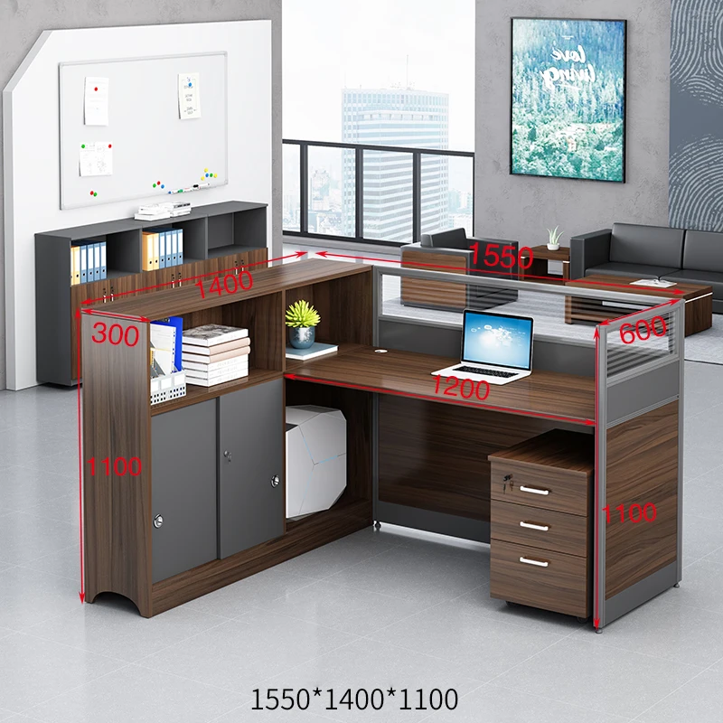 Finance desk staff office desk and chair multi shape combination of simple and modern staff 2 seats 4 seats with cabinets