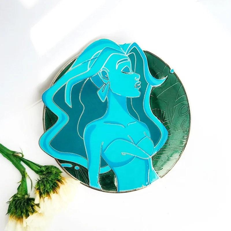 Direct enamel pin factory manufacturer custom Translucent sandblast lapel pin round princess fantasy glow hard enamel lapel pin