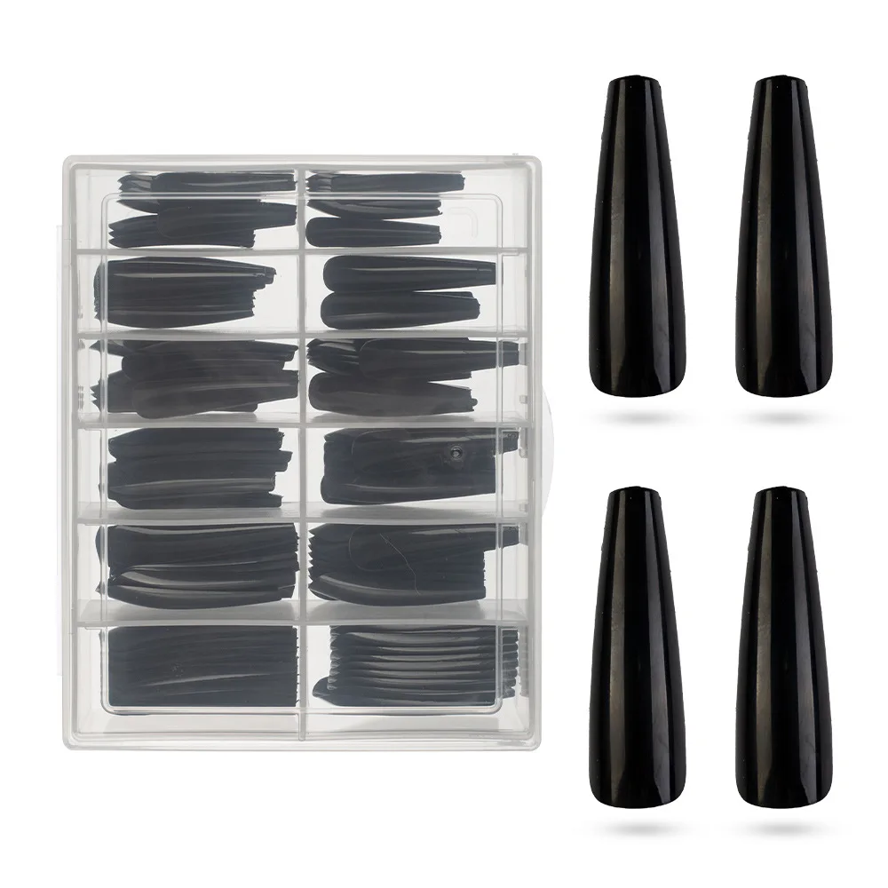 Solid color 120 pieces full sticker wearing armor coffin armor T-shaped ballet XXXL false nails DIY extended nail kit