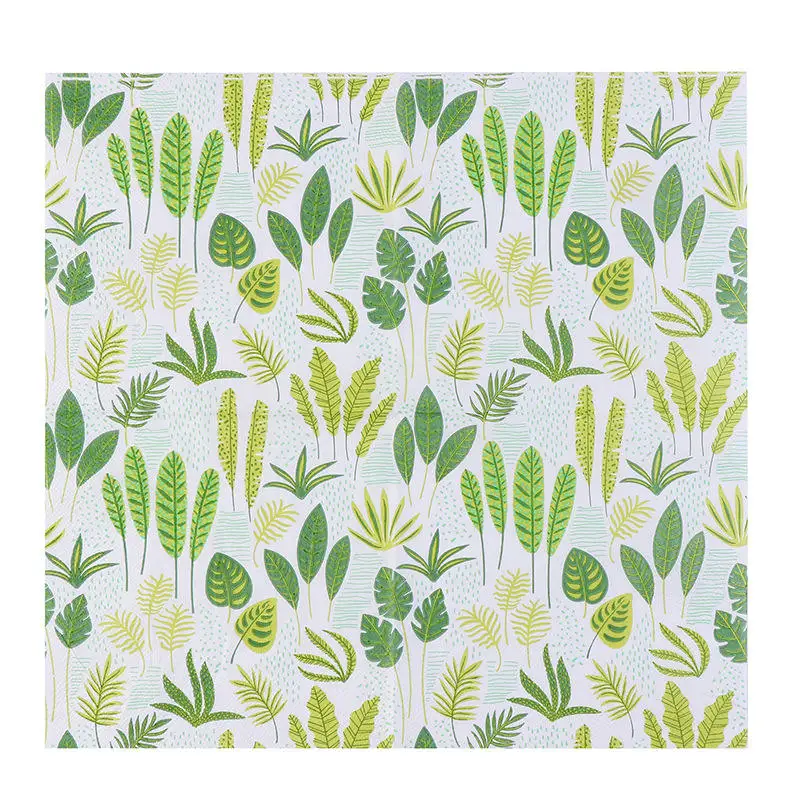 Custom Beautiful Pattern Paper Printed Leaf Dinner Napkins Serviettes For Coffee Shop