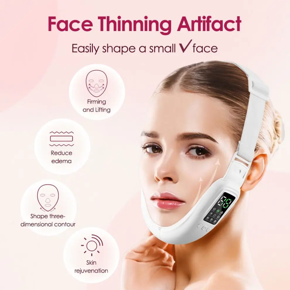 EMS Microcurrent Vibration Double Chin Slimming Massager V-Line Face Lifting Device