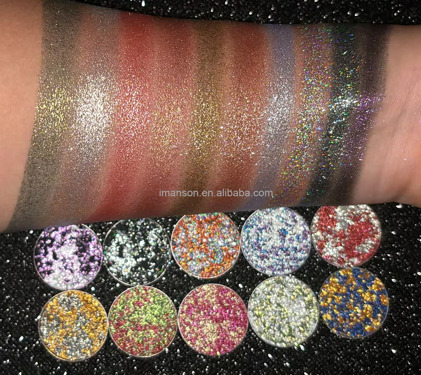 Custom Logo Vegan Multi Chrome Duochrome Eye Shadow Mixed Shimmer Glitter Eyeshadow
