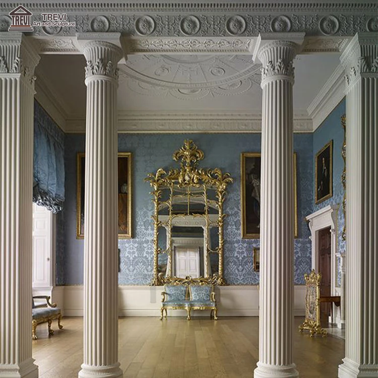 Decorative Corinthian White Marble Natural Stone Capital Mold Roman Column for Building