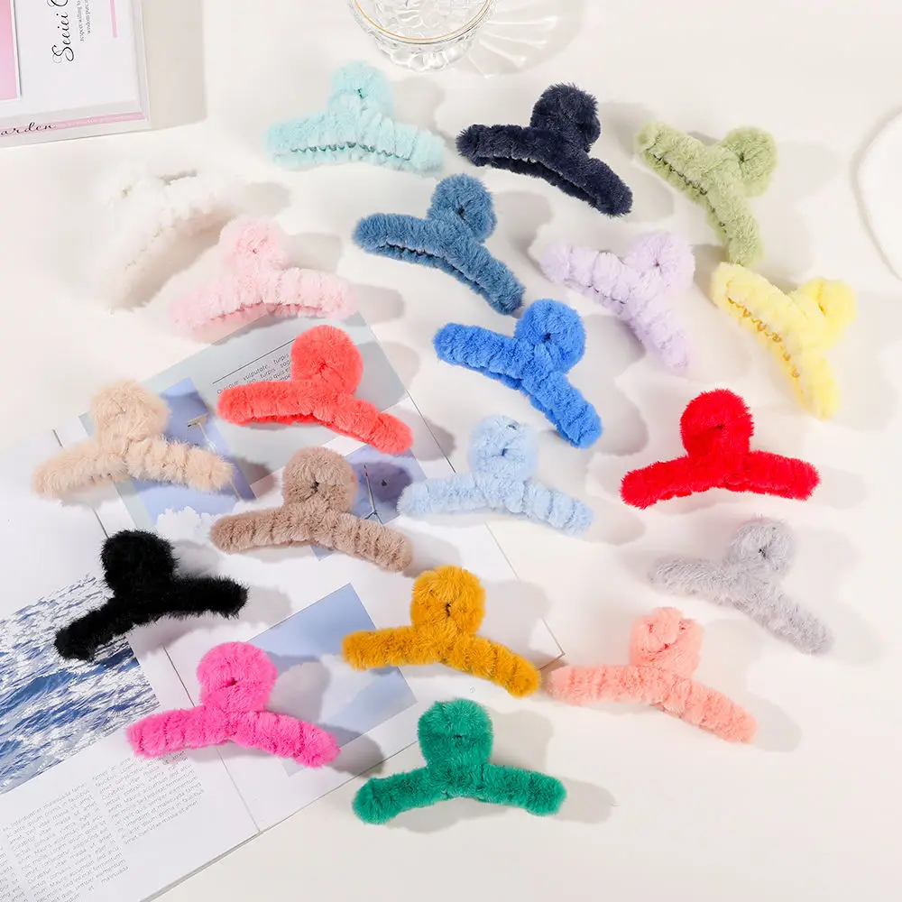 NEW FASHION Designer Autumn Winter Hair Accessories Plush Hair Claw Clips for Women