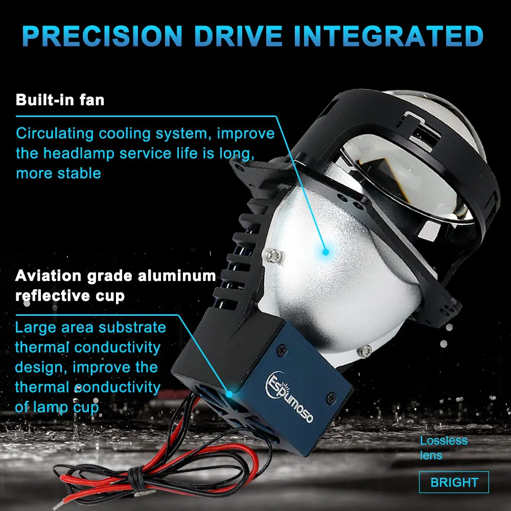 JHS hight power work lamp G13 Car len bi led projector 55w 60w High Low Beam H1 H4 H7 3inch fog lights for universal car