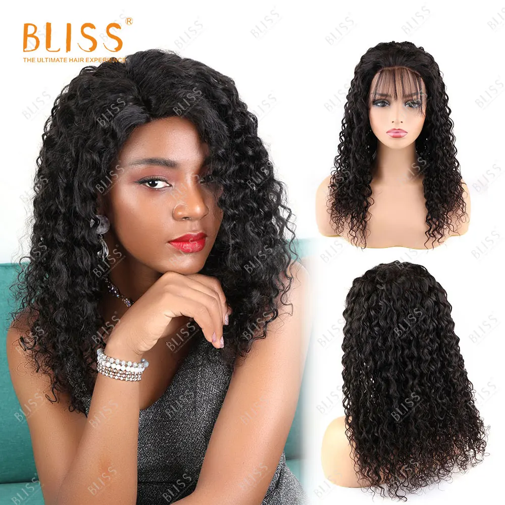 Bliss 100% Human Hair 13x4 Deep Wave Lace Front Middle Part Pre Plucked Short Bob Water Wave Wigs for Women