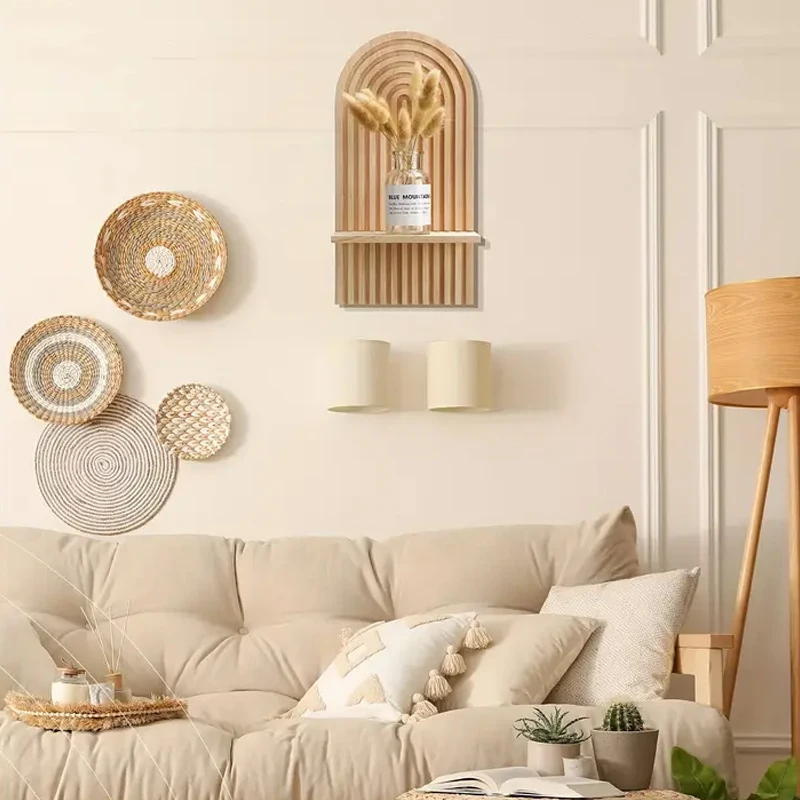 Custom Handmade Set of 2 Wall Mounted Hanging Wooden Sun Rainbow Shelves