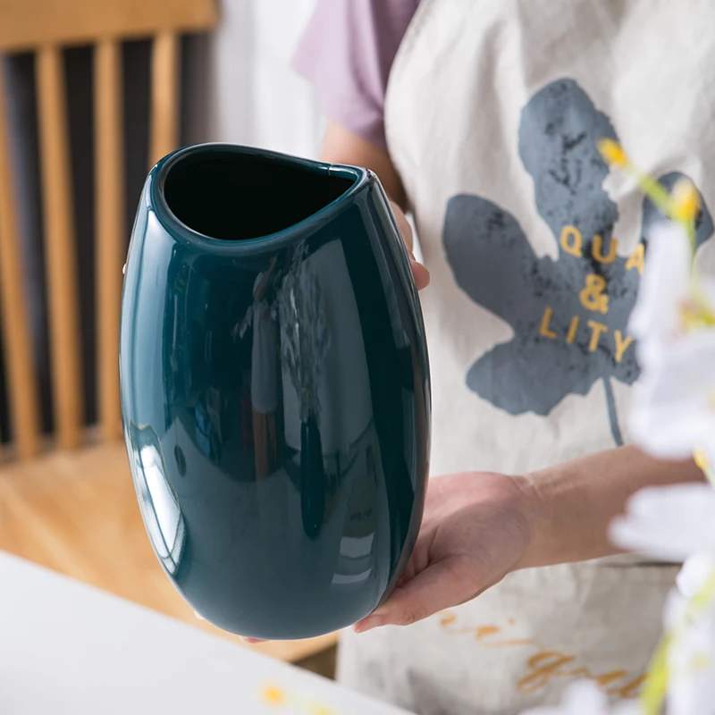 large Creative Home Desktop Decoration Artificial Flower Flower Vase Ceramic Hydrangea Flowers Bouquet